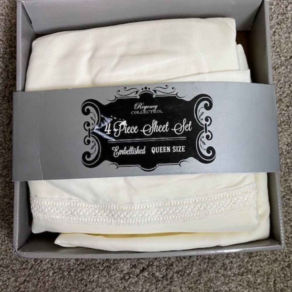 New "REgency Collection" 4 Piece Queen Size Cream color Sheet Set In Box